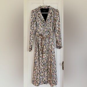 Laundry By Shelli Segal Pink Multi Floral Long-Sleeve Satin Midi Dress